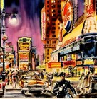New York City 1960 Broadway Airline Travel  Vintage Poster Print Retro Style Art