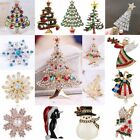 Christmas Brooch Pin Crystal Santa Claus Enamel Tree Snowman Xmas Party Jewelry