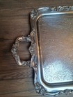 Sheridan Large Vintage Silverplate Serving Platter Tray Footed Silver Plate