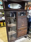 Victorian Oak Side By Side Bookcase Secretary Desk Combo China Cabinet Vintage