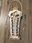 Handmade Native American Hand Beaded  Leather Cradleboard Signed Carrier Papoose