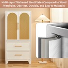 65  Steel Wardrobe Closet W drawers   Magnetic Rattan Doors Tall Storage Cabinet