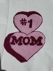 Vintage Punch Needle Embroidery  1 Mom Hearts Pink Applique Patch Craft Euc