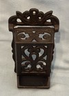 Cast Iron Match Box Holder Wall Mount Black Ornate Victorian 7x4x3    Vintage