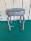 Vintage Industrial Metal Rolling Office Stool Chair Gray Union Made Model  9
