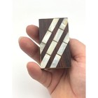 Vintage Wood Inlay Trinket Box Mother Of Pearl Striped Decorative Small
