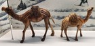 Set Of 2 Vintage Camel Statue Figure Hand-carved Wood