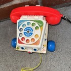 Vintage 1961 Fisher Price Chatter Phone  747 Telephone Pull Toy With Moving Eyes