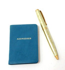 Address Book Mini  3x4  Leather Cover 160 Tabbed Pages Post Miniatures Blue