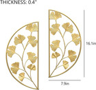 16 Inch Set Of 2 Gold Metal Wall Decor  Hanging Wall Decor  Home Ginkgo Accent M