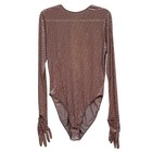 Skims Velvet Burnout Logo Bodysuit With Gloves Sienna 2x