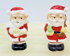 Santa Claus Salt Pepper Shakers Ceramic Japan Cork Stopper 3  1950s Christmas
