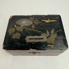 Antique Japanese Lacquered Bank Box Wooden With Slot And Lock