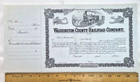 Stock Certificate Washington County Railroad Co 1890s Maine Corp Unissued Shares