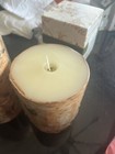 2 Pottery Barn  Flickering Flameless Wax Pillar Candles Textured Birch New