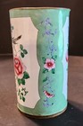 Beautiful Vintage Chinese Famille Rose Green Enamel Birds   Flowers Brush Pot
