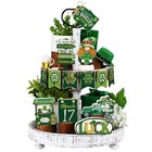 13 Pcs Valentine   s Day Tiered Tray Decor St  Patrick s Day Reversible Wooden 