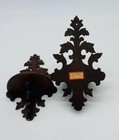 Vintage Folk Art Small Wooden Scroll Products Company Shelf - Set Of 2