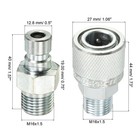 Hydraulic Quick Connect Coupler 1 Set Carbon Steel M16x1 5mm Male Thread Silver