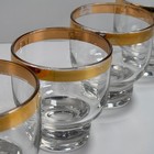 Vintage Mid Century Lowball Rocks Glasses Set Of 4 Clear Gold Rim Mcm Barware