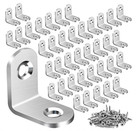 40pack L Bracket Corner Brace Sets Silver Stainless Steel 90 Degree Right Angle