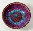 Rare Vintage Mcm Harding Black Glazed red  Texas Signed Studio Art Pottery Bowl