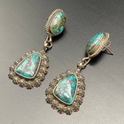 Vintage Navajo Native Turquoise Sterling Silver Dangle Earrings