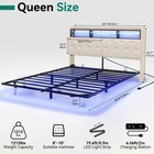 Queen Size Floating Storage Bed Frame With Led Lights Charging Station Headboard