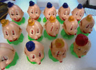 14 Clown Head Cup Cake Toppers Circus Red Blue Yellow Picks Vintage