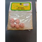 Vintage Fibre-craft Wooden Doll Heads Lot 14mm 8mm Painted Face Beads 10pc