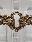 Vintage Antique Brass Ornate Escutcheon Key Hole Bead Scroll Floral Rococo Style