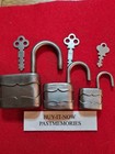 Lot Of 3 Matching Steel Padlocks W  Keys  Old Antique Locks Vintage Lock