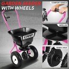 80lbs Broadcast Spreader Walk Behind Fertilizer Garden Seeder Pink W rain Cover