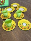 Vintage Plastic Toy Picnic Basket Sunnie Miss Plates Cups Dishes Utensils Set