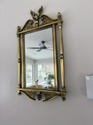 Vintage 1960s Syroco Federal Style Wall Mirror W Eagle Finial Gold Frame 31x18   