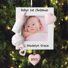 Personalized Babys First Christmas Girl Ornament Photo Frame Dated Keepsake Gift