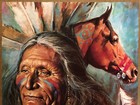 Original Vintage Poster Native American Indian Chief Horse 1970s Head Shop Pinup