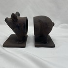 Cast Iron Pig Bookends Farmhouse Primitive Country Hog Rustic Book Decor