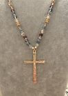 Plunder Design Trendy Fashion Jewelry Beaded Cross Gold Chain Pendant Necklace