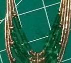 Native American 5 Strand Liquid Silver Malachite Bib Necklace Stamped 925 Unique