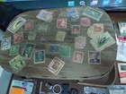 Vintage Folk Art  Full Postage Stamp Sewing Basket Army navy Needle Book  Greist