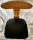 Vintage Mid Century Modern Dining Side Chair Black Vinyl Wood Mcm Danish Style