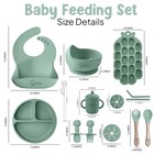 Baby Led Weaning Supplies 15 Pcs Silicone Feeding Set Suction Plate Bowl Bib Cup