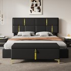Queen Platform Bed W  Storage Ottoman - 2-piece Bedroom Set In Black