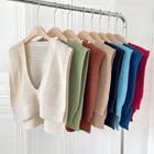 Fashion Women Simple Versatile Knit Pullover Shawl Tops Hollowed Out Shawl Vests