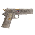 The Don 45 2oz Silver Shaped Pistol  Antiqued  Gilded  And Colored