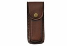Folding Knife Sheath   Brown Real Leather Snap-button Case For 5  Folding Knives