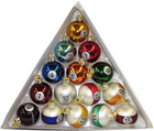 Kurt Adler 40mm Medallion Collection 15 Piece Glass Pool Balls
