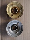 2 Vtg Bathroom Doorknob Back Plates Solid Brass nickel Rosettes Escutcheons