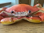 Vtg Crab Toy 4  X 5  Plastic Rubber Vintage 90s Unbranded Orange White